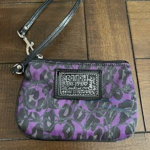 NWOT Coach Poppy Ocelot Wristlet  Purple/Leopard print.